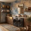 Blue Limewash Textured Wallpaper