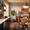 Blue Moroccan Geometric Tile Wallpaper