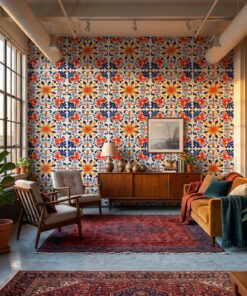 colorful mexican talavera wallpaper