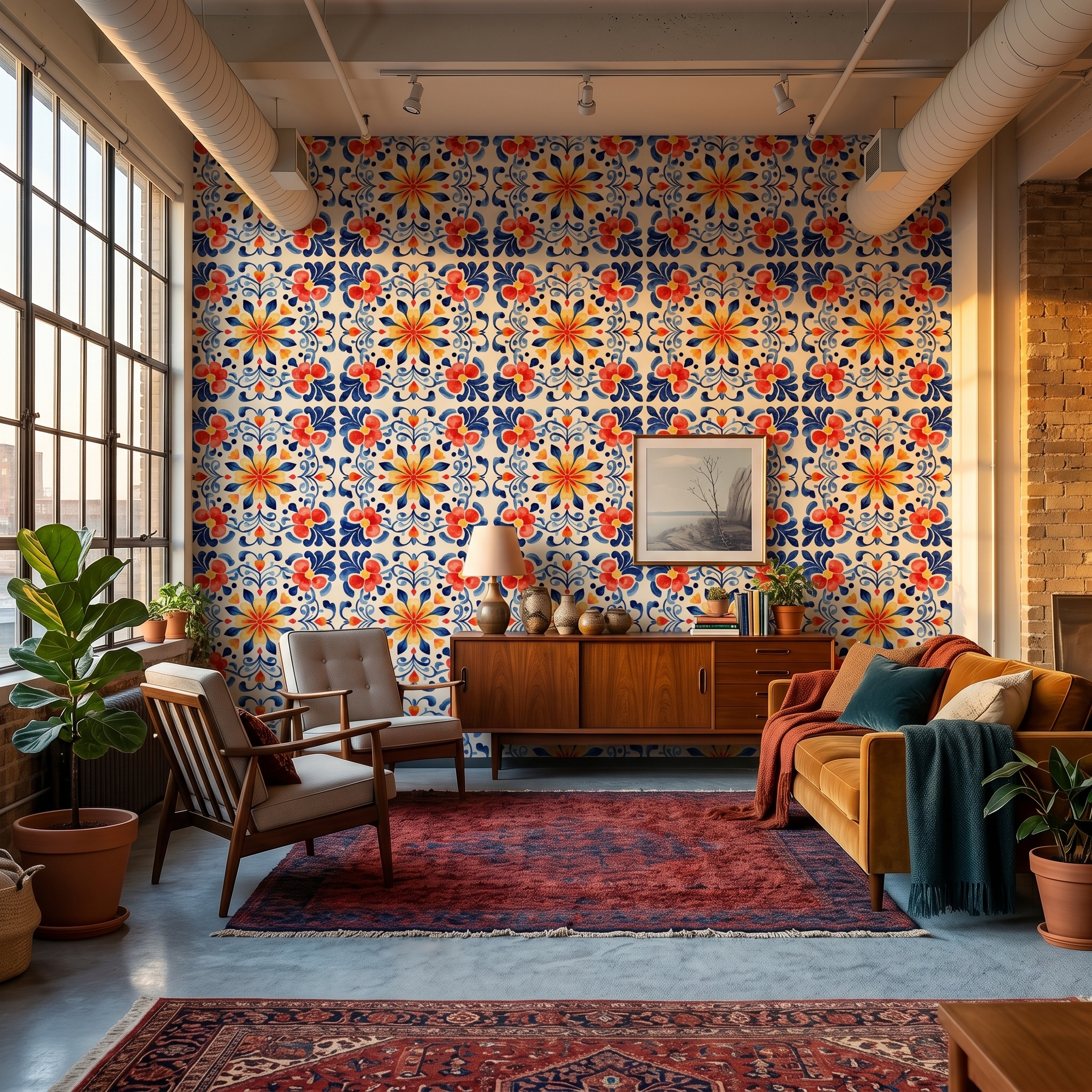 colorful mexican talavera wallpaper