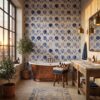blue scandinavian wallpaper
