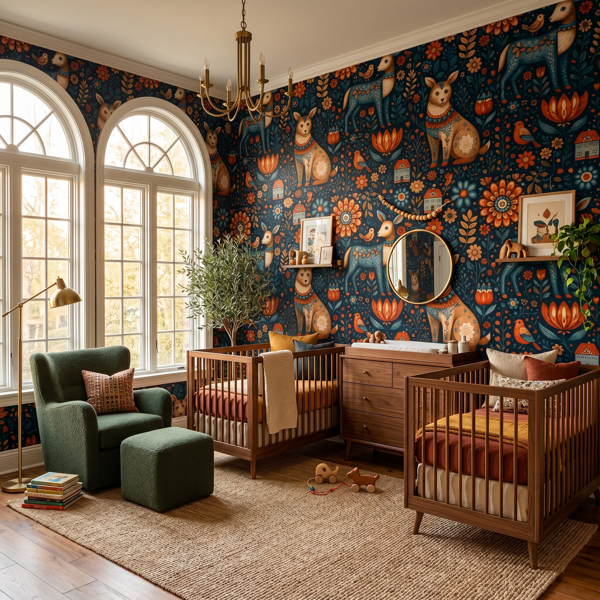 scandinavian folk wallpaper