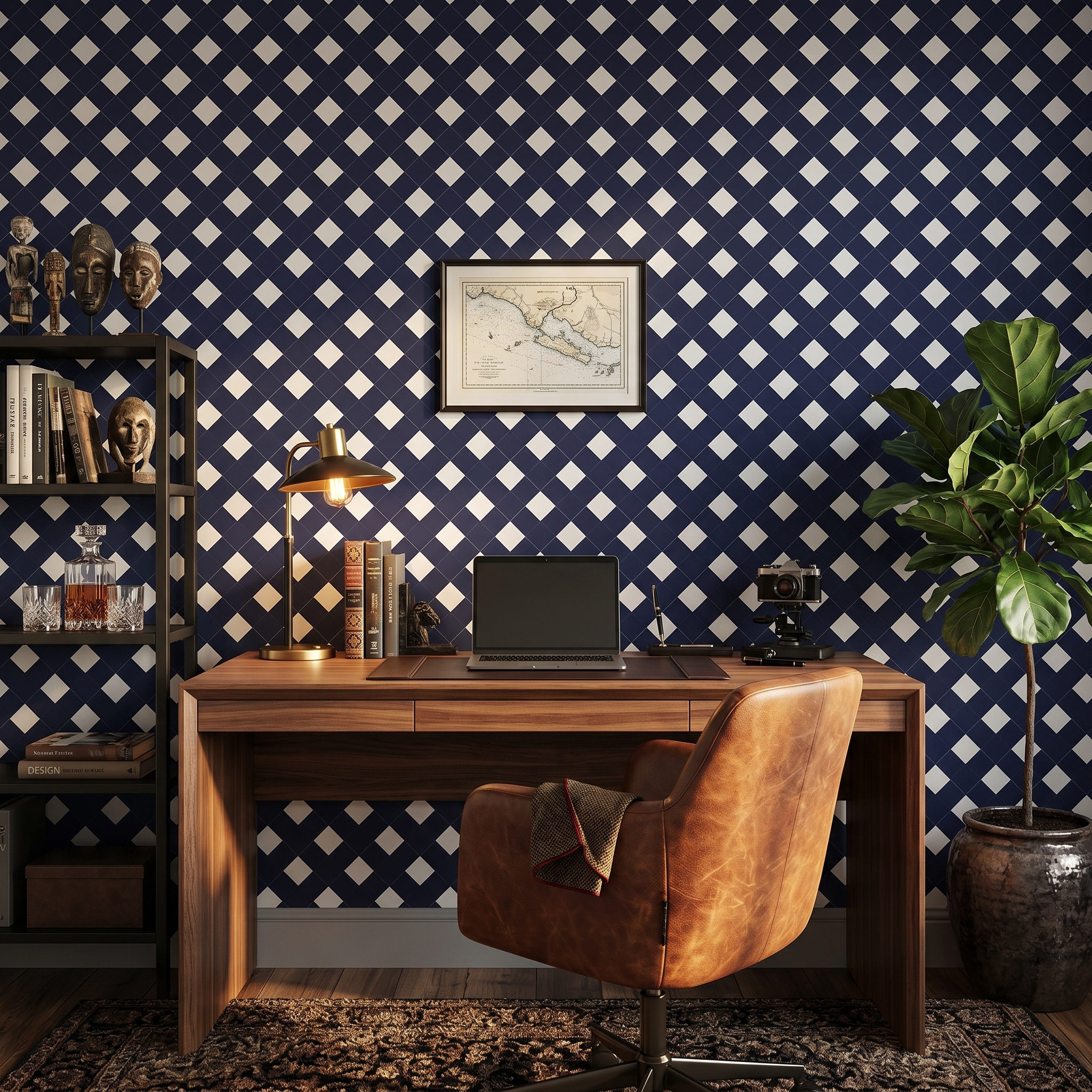 navy plaid wallpaper