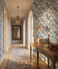 blue toile wallpaper