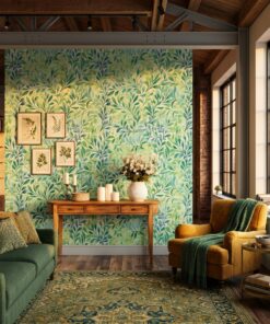green botanical watercolor wallpaper