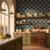 blue and white tile wallpaper