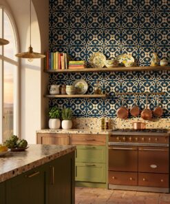 blue and white tile wallpaper