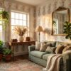watercolor floral stripe wallpaper
