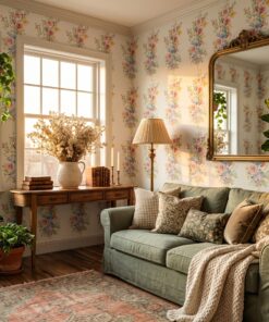 watercolor floral stripe wallpaper