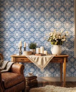blue and white moroccan tile wallpaper
