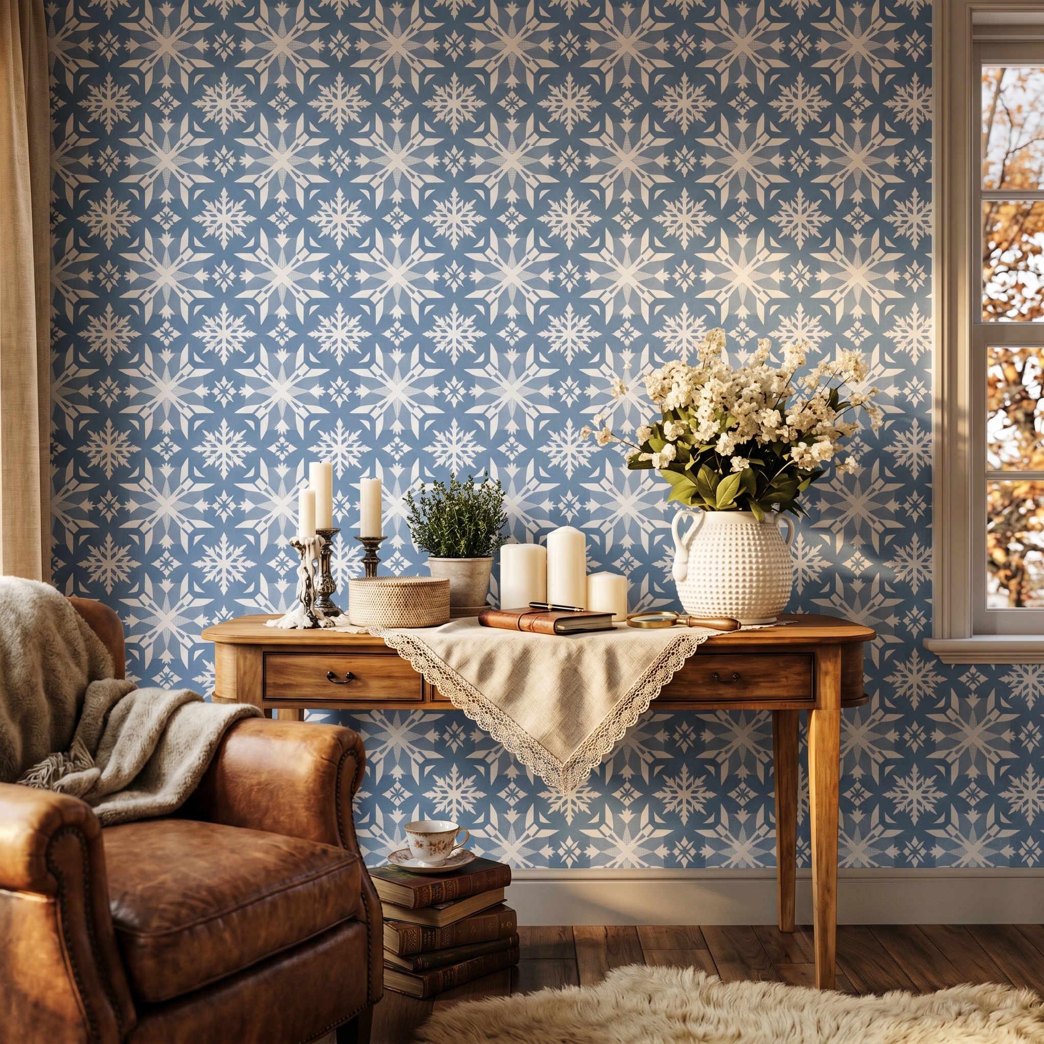 blue and white moroccan tile wallpaper