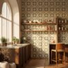 green moroccan tile wallpaper