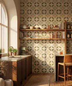 green moroccan tile wallpaper