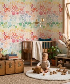 Colorful Watercolor Bubble Dot Kids Wallpaper