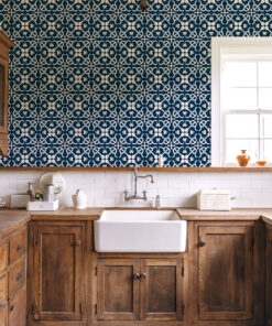 Blue and White Tile Wallpaper – Mediterranean Geometric - Image 3