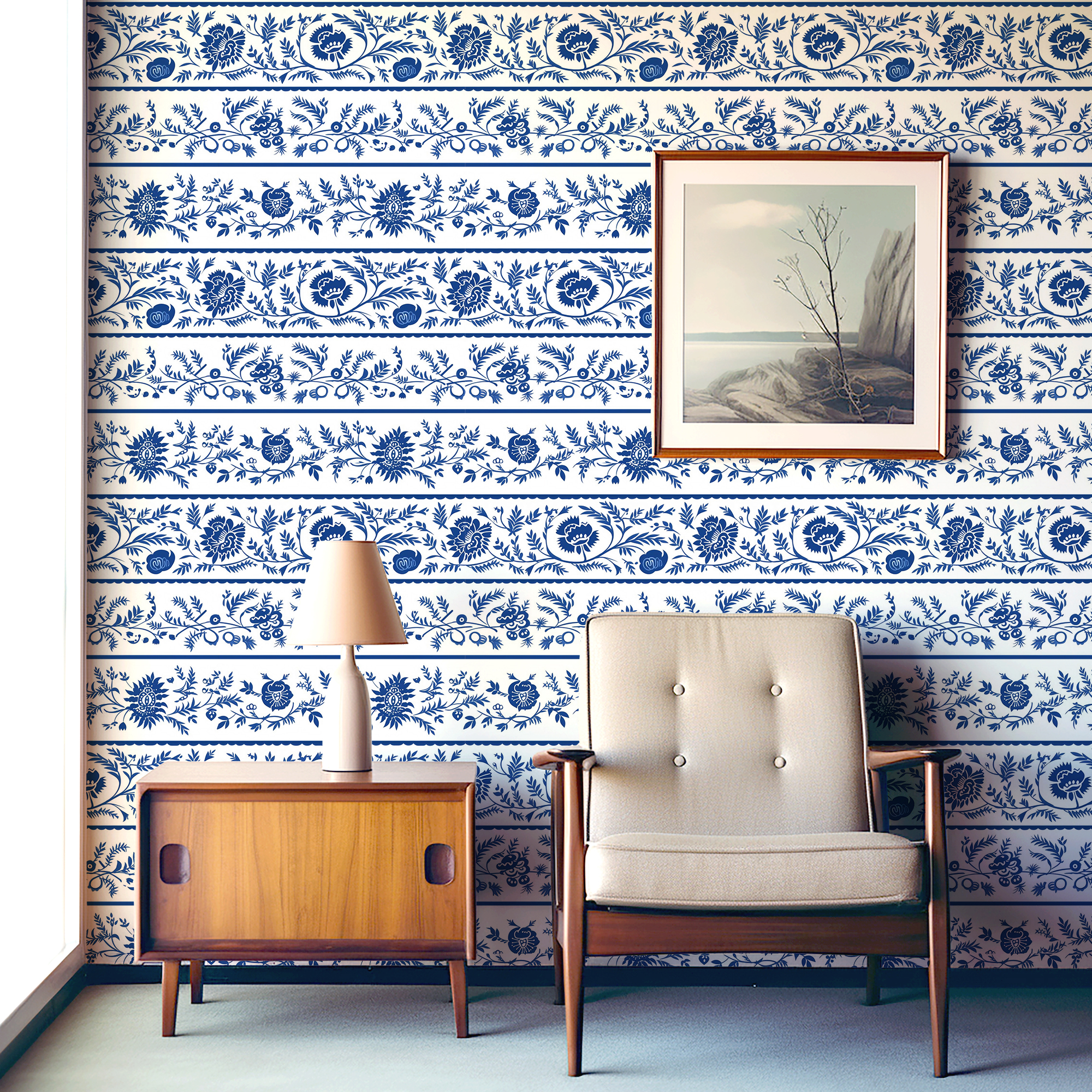 blue chinoiserie wallpaper mockup 7