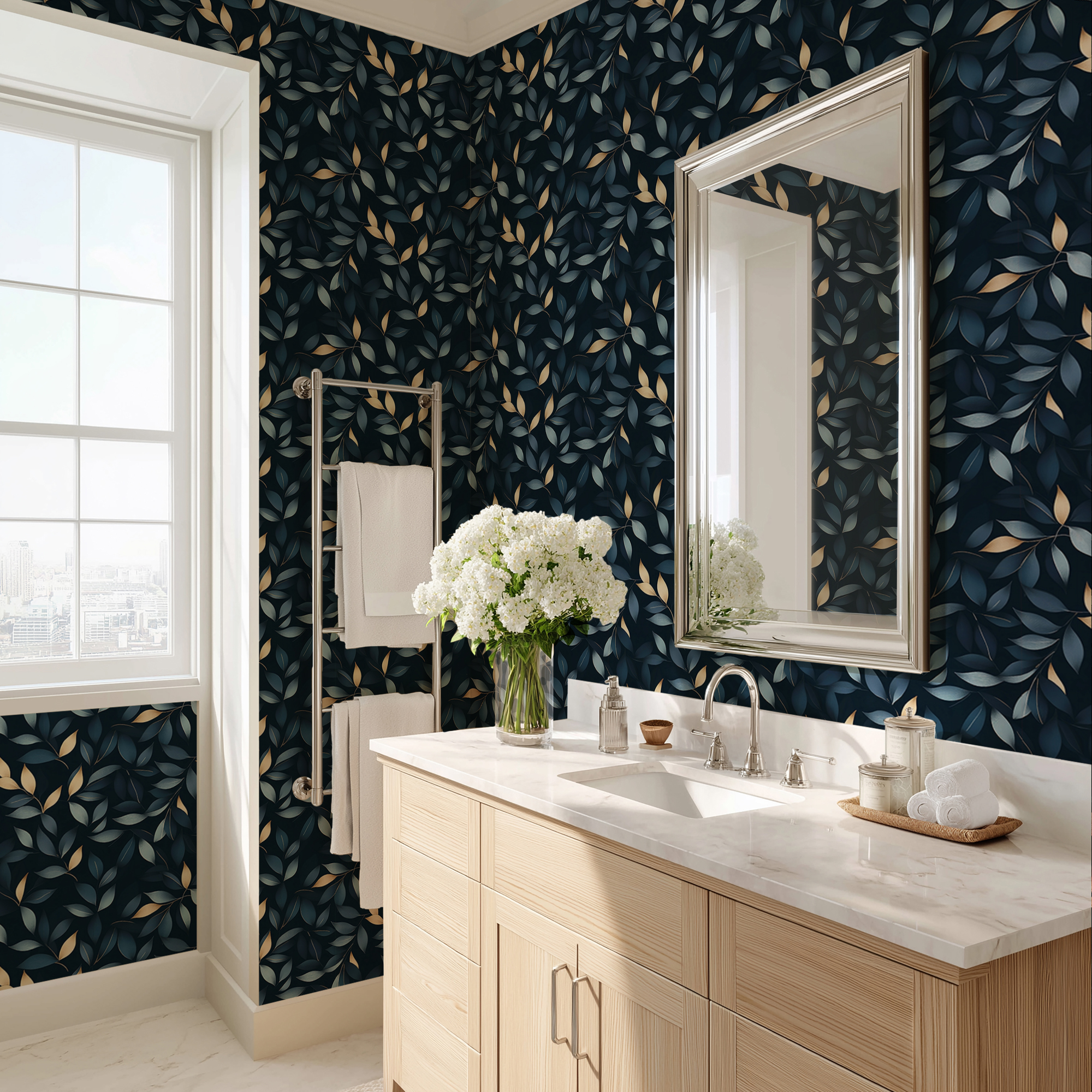 blue gold leaves mockup 3