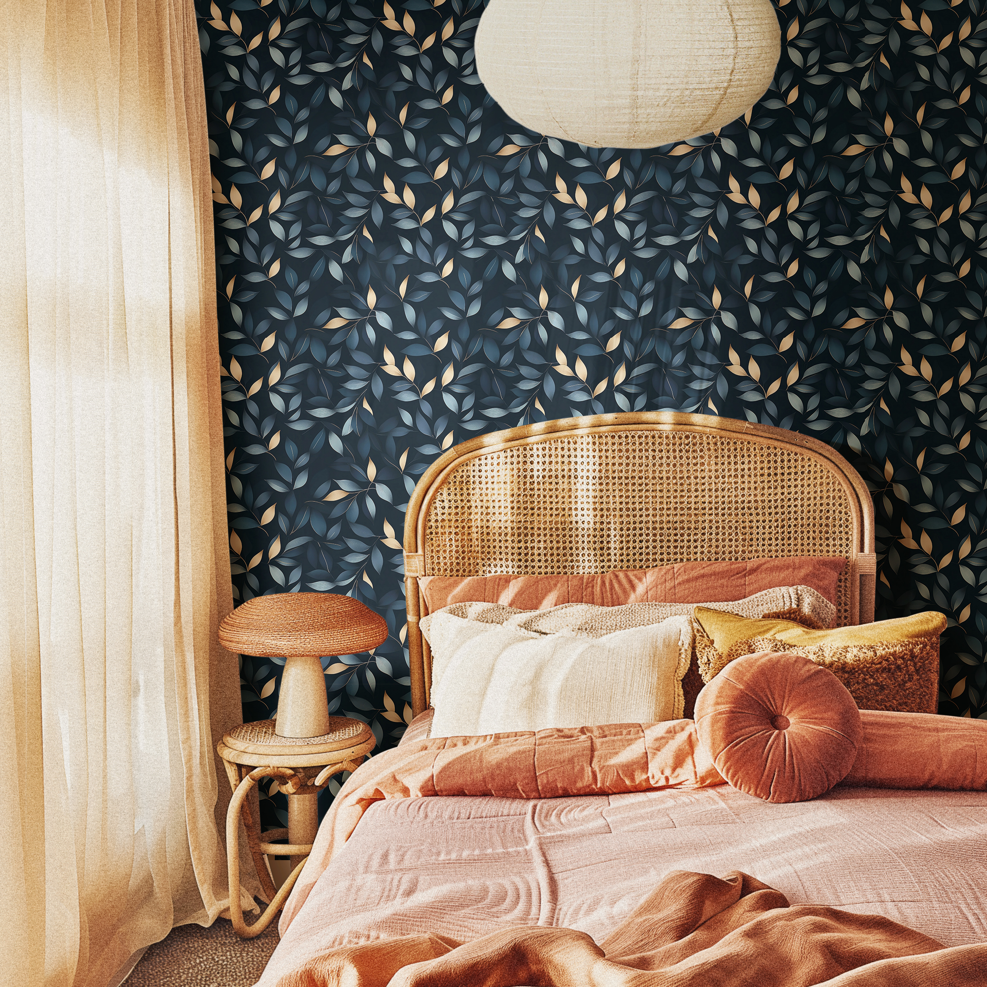 blue gold leaves mockup 4