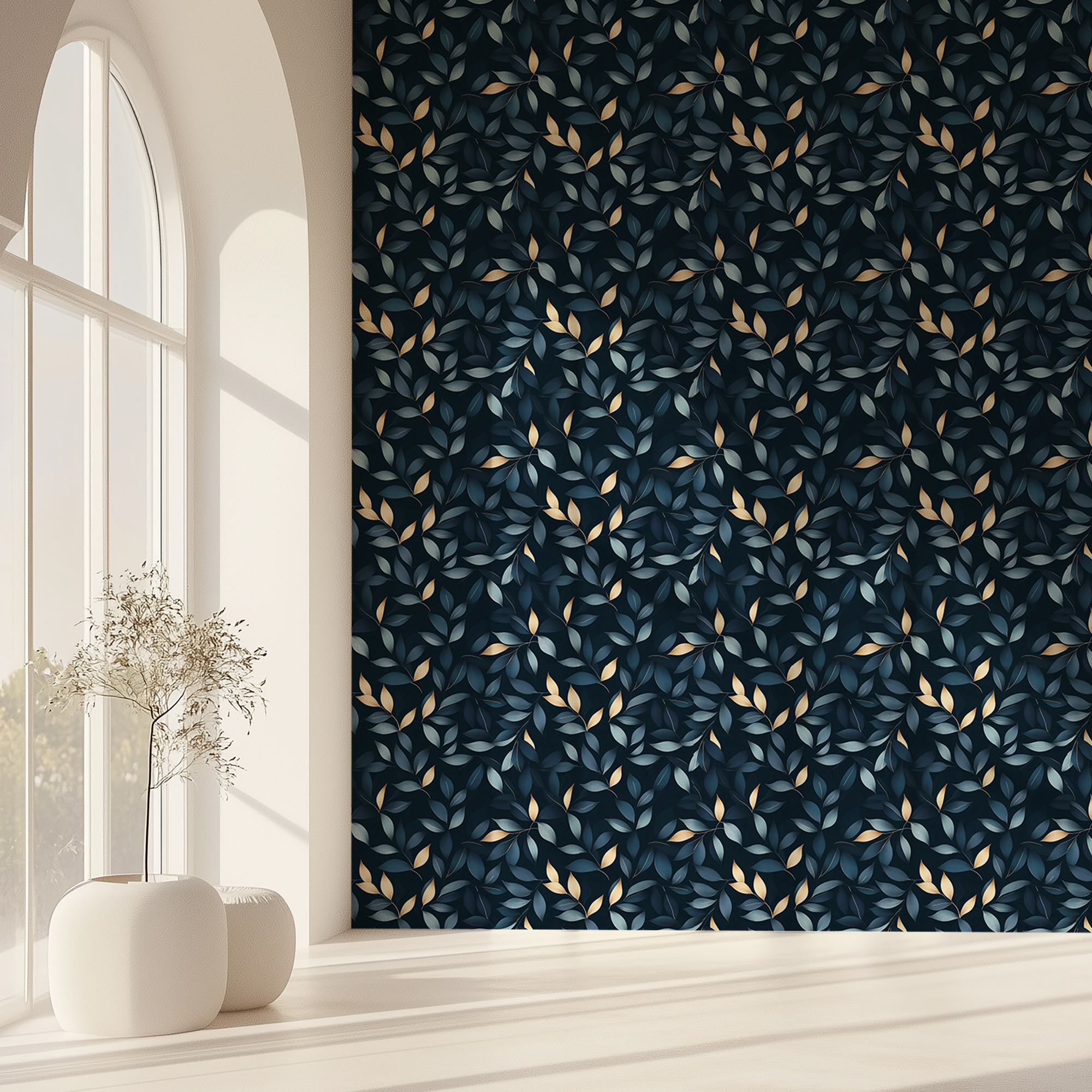 blue gold leaves mockup 5