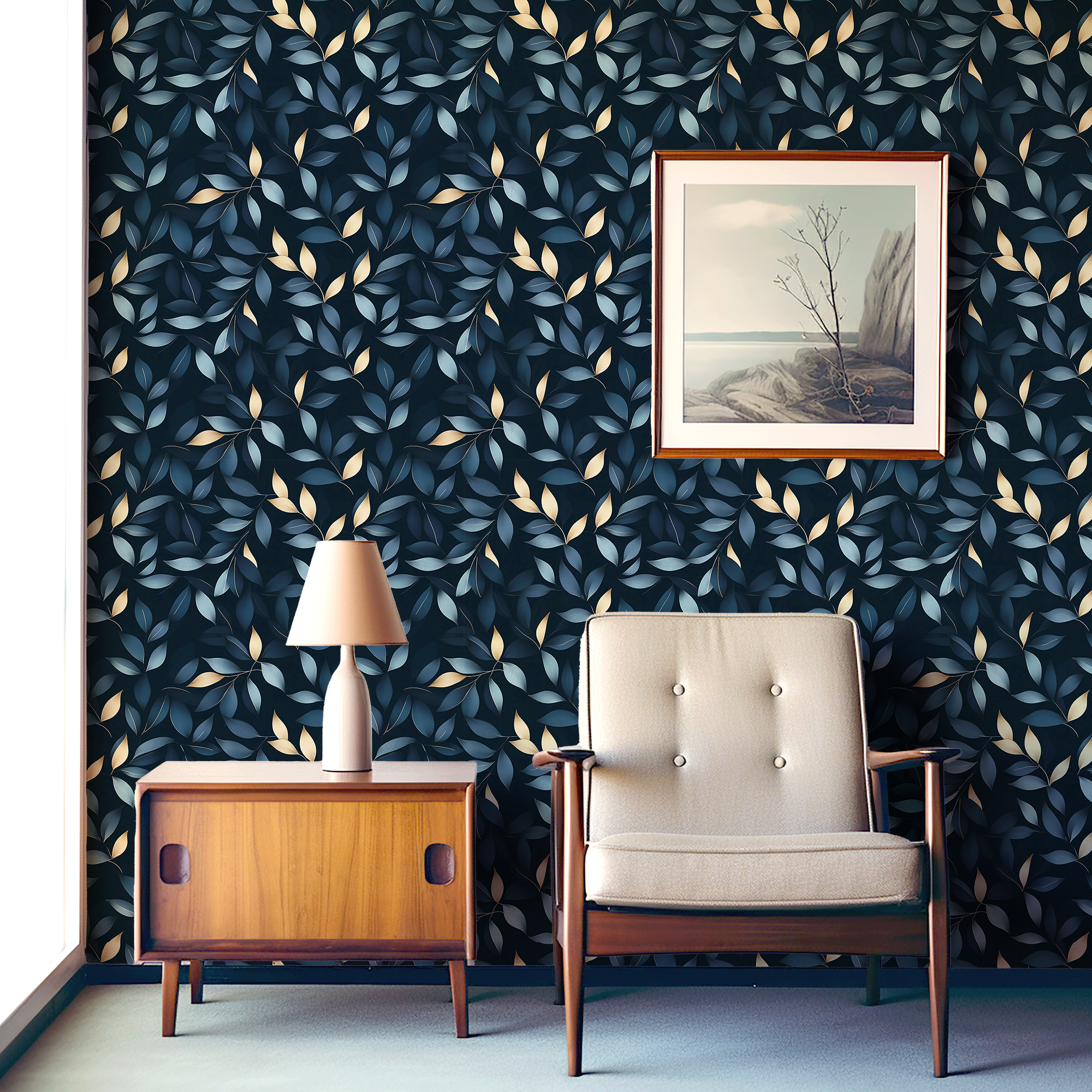 blue gold leaves mockup 6