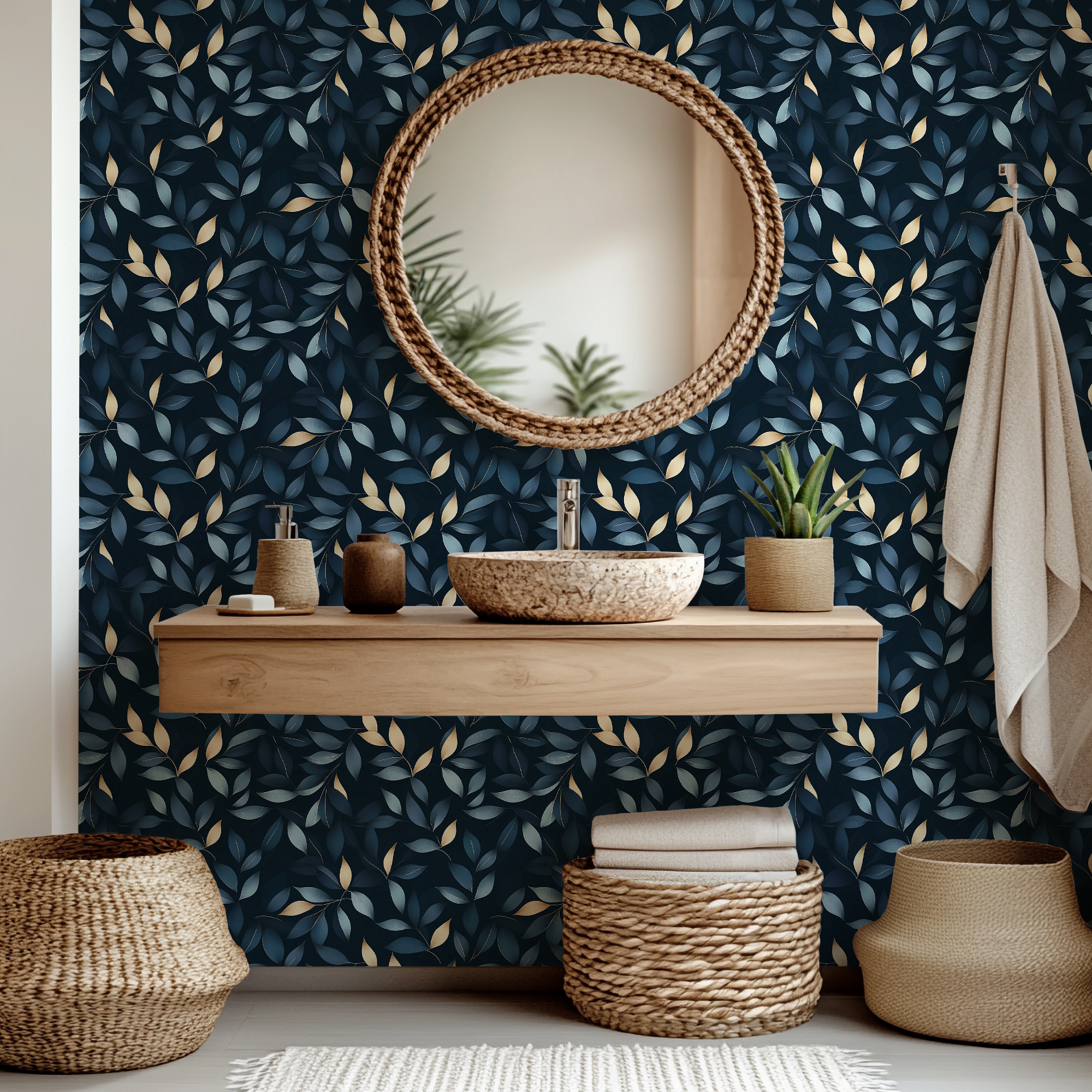 blue gold leaves mockup 8