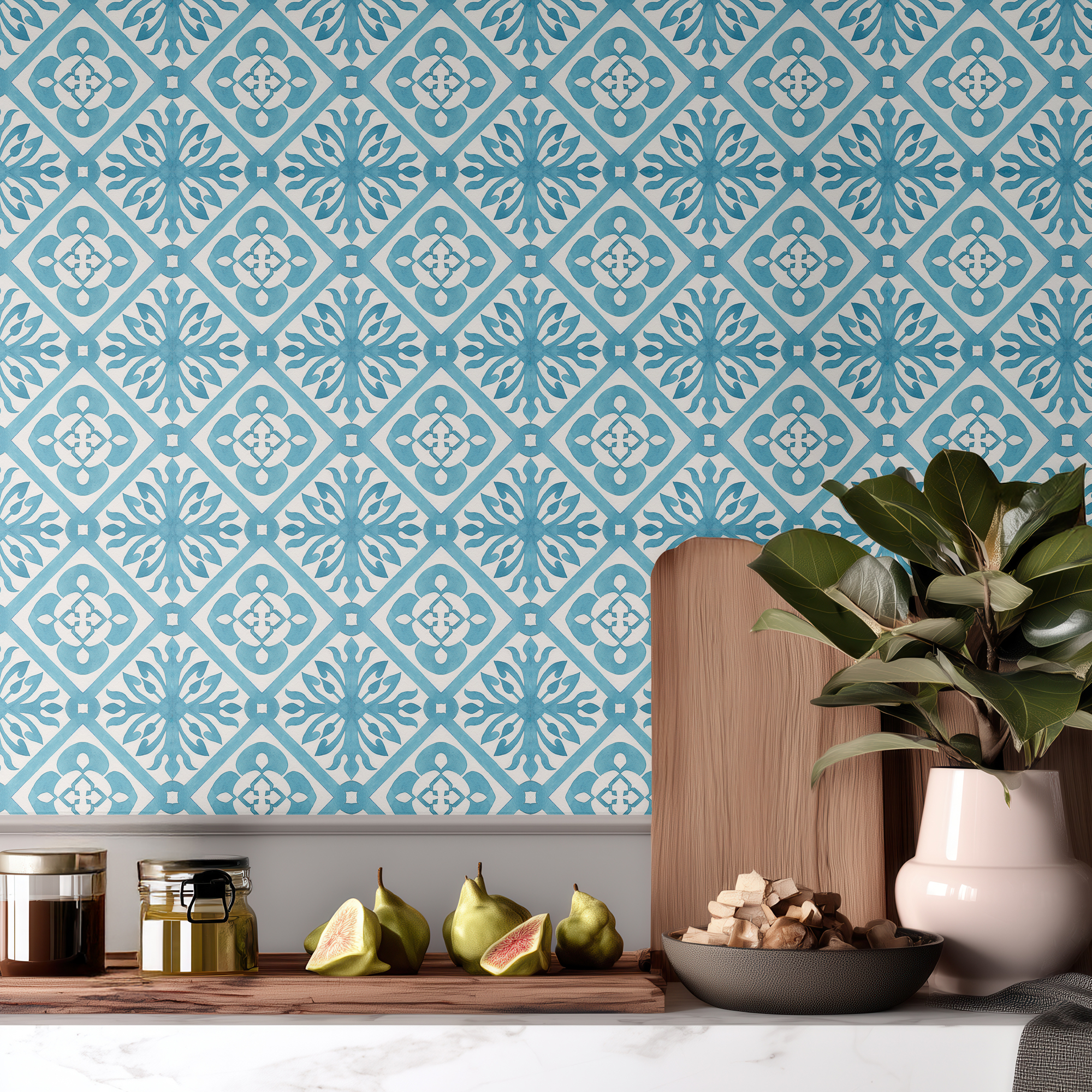 blue moroccan wallpaper 3 mockup 2