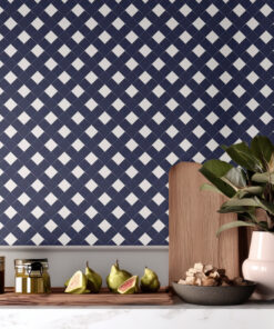 Navy Blue Plaid Checkered Wallpaper - Image 9