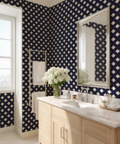 Navy Blue Plaid Checkered Wallpaper - Image 8