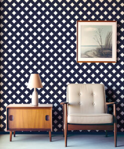 Navy Blue Plaid Checkered Wallpaper - Image 5