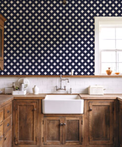 Navy Blue Plaid Checkered Wallpaper - Image 4