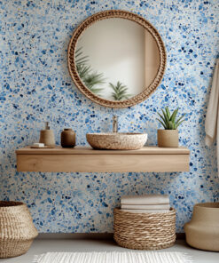 Blue Terrazzo Wallpaper – Modern Concrete - Image 3