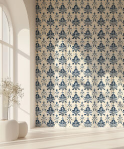 Blue Watercolor Damask Wallpaper - Image 3
