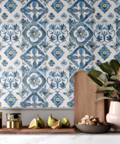 Blue and Yellow Tile Wallpaper – Mediterranean Portuguese