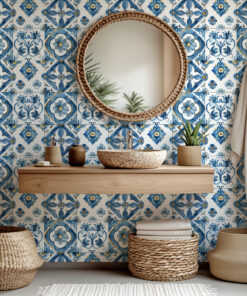 Alternative view of Blue and Yellow Tile Wallpaper – Mediterranean Portuguese