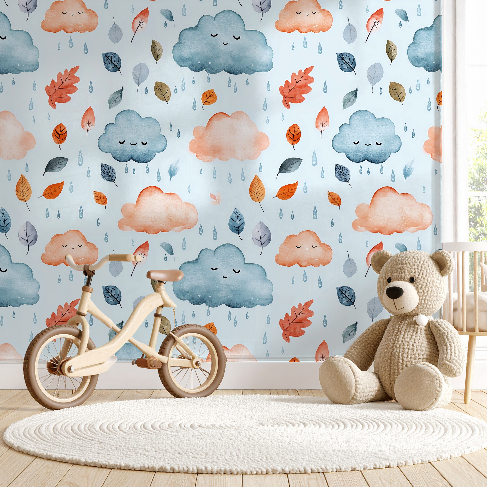 Cute Cloud Wallpaper – Watercolor Nursery
