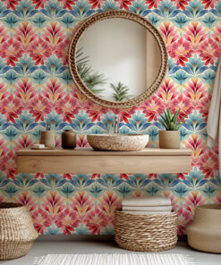 Alternative view of Colorful Floral Wallpaper – Vibrant Art Deco