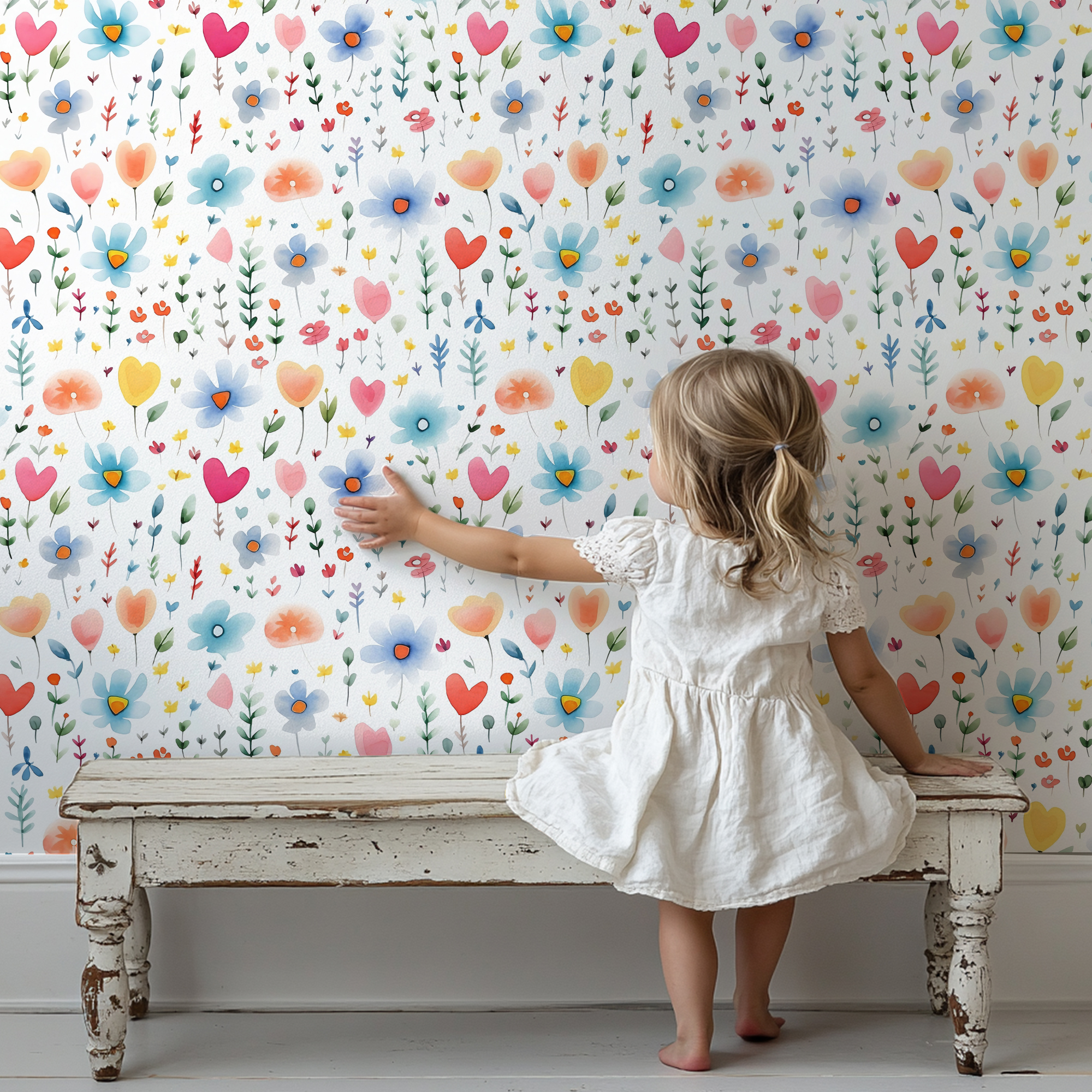 Colorful Floral Wallpaper – Playful Watercolor