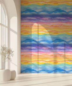 Alternative view of Rainbow Watercolor Mountains Kids Wallpaper