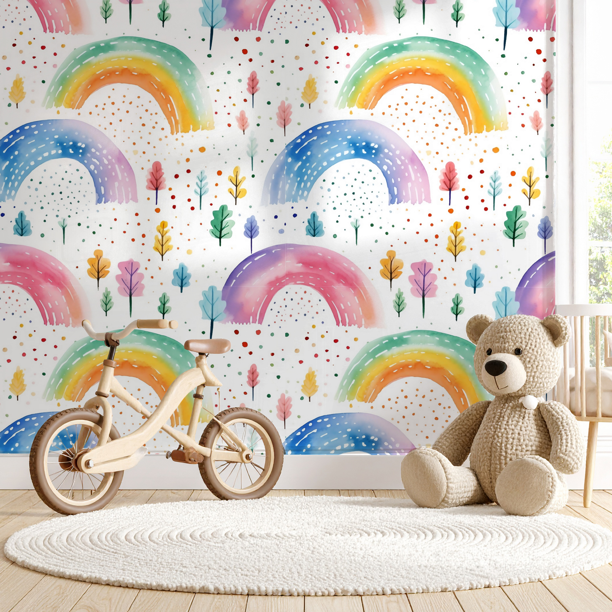 Rainbow Wallpaper – Colorful Watercolor for Kids
