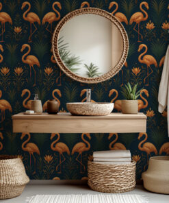 Alternative view of Art Deco Flamingo Wallpaper
