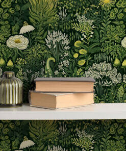 Alternative view of Dark Green Jungle Forest Botanical Wallpaper