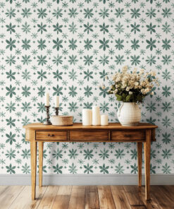 Green Botanical Floral Tile Wallpaper - Image 9