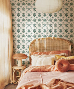 Green Botanical Floral Tile Wallpaper - Image 7