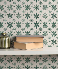 Alternative view of Green Botanical Floral Tile Wallpaper