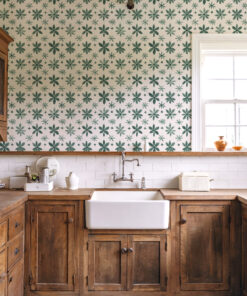 Green Botanical Floral Tile Wallpaper - Image 4
