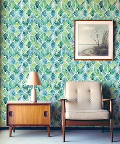 Alternative view of Green Leaf Diamond Wallpaper