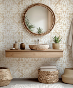 Alternative view of Light Beige Moroccan Wallpaper – Tan Geometric