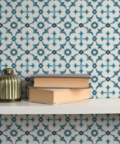 Blue Mediterranean Moroccan Wallpaper – Geometric Tile