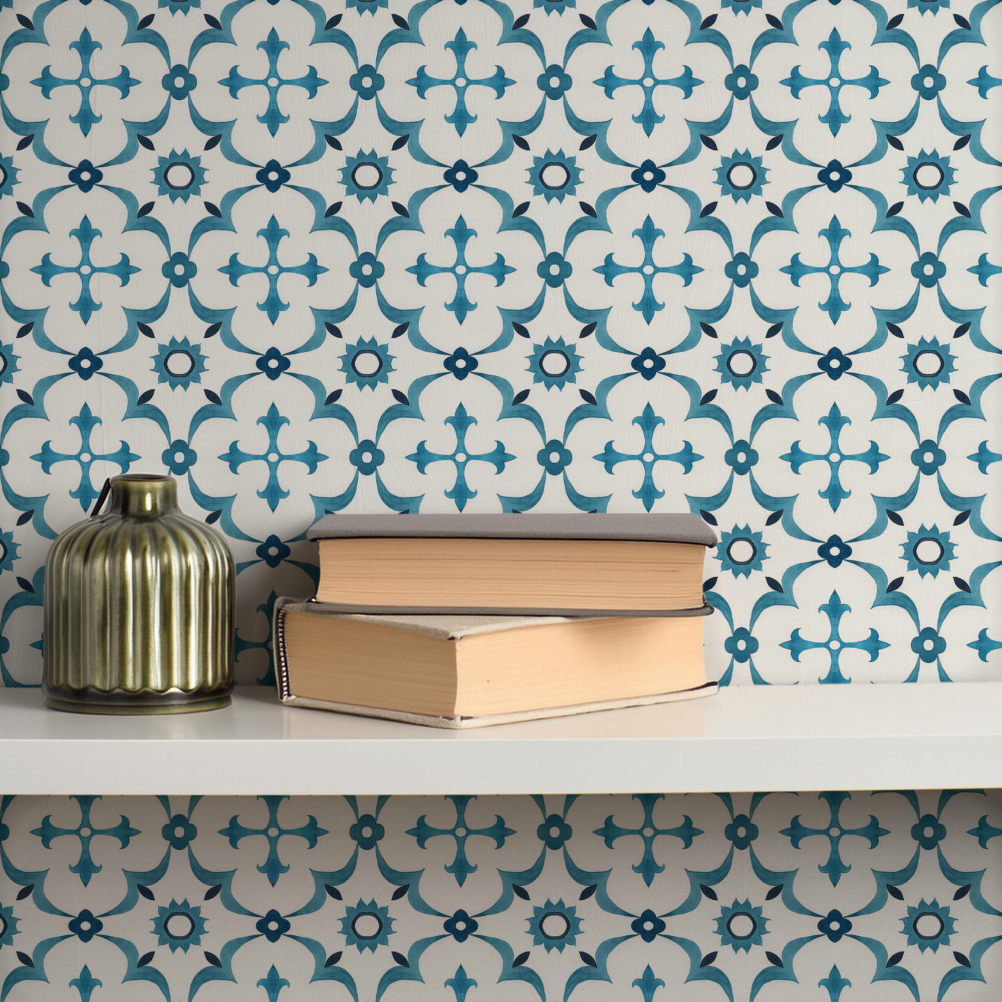 Blue Mediterranean Moroccan Wallpaper