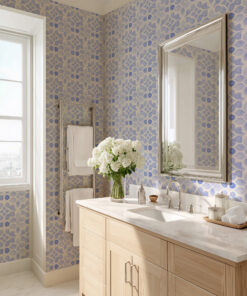 blue moroccan wallpaper